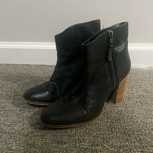 Studio W Black Leather Heeled Ankle Boots Size 6 US